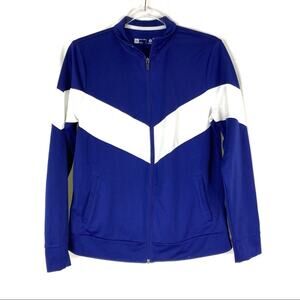 3/$30 Xersion | Blue White Stripe Sporty Athletic Jacket Full Zip M